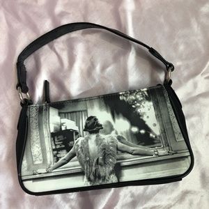 Black shoulder bag with diamonds